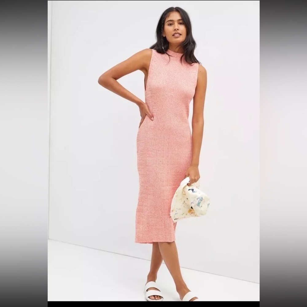 Anthropologie Pink Sleeveless Knit Midi Dress